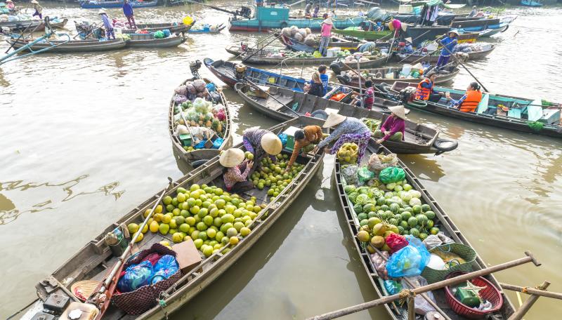 Jour 5 : Visite du marché flottant de Cai Rang à Can Tho, puis retour à Ho Chi Minh ville